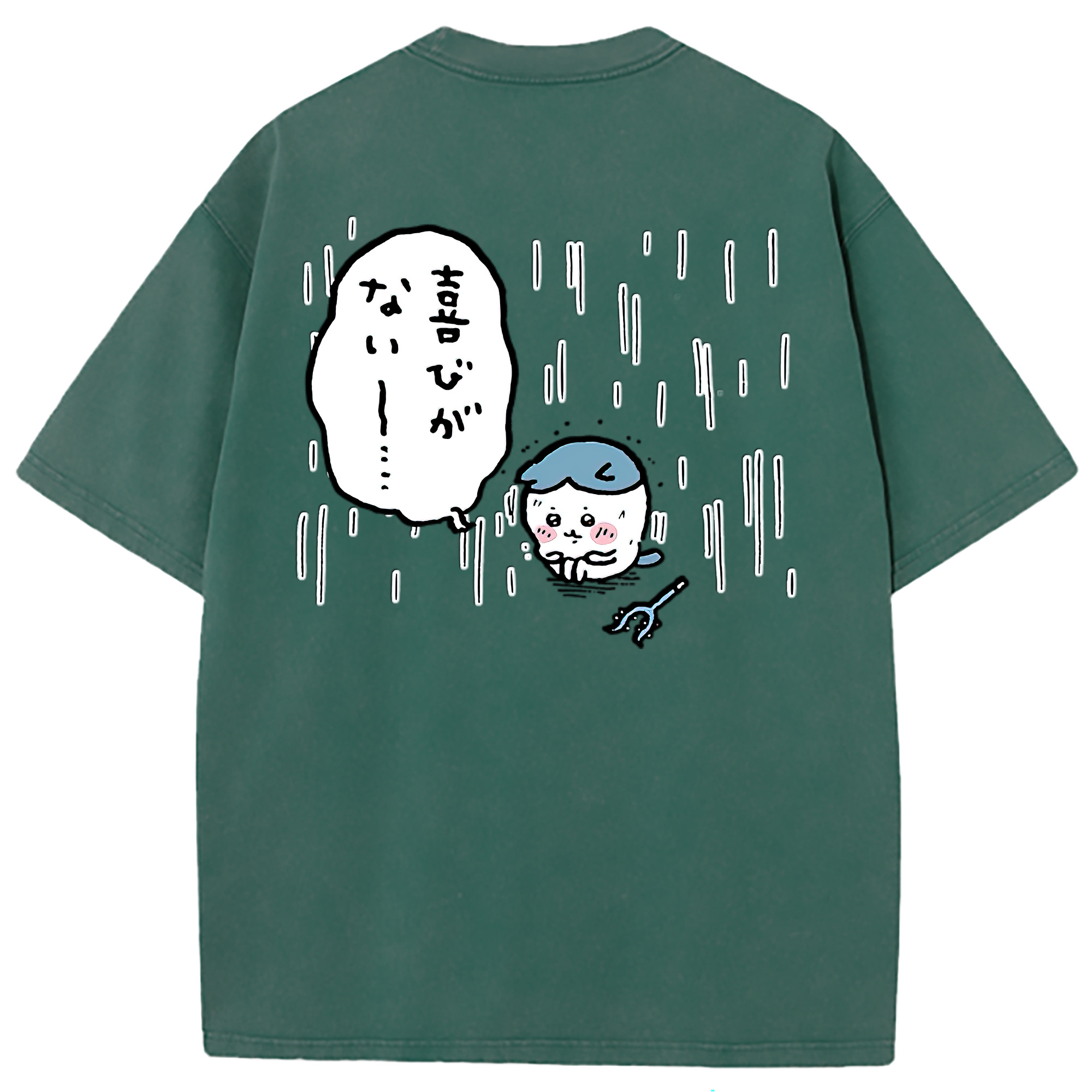 （画像用） ちいかわ ハチワレ Chii-kawa hachiware 綿100% ヴィンテージ風 半袖Tシャツ（背面プリント）